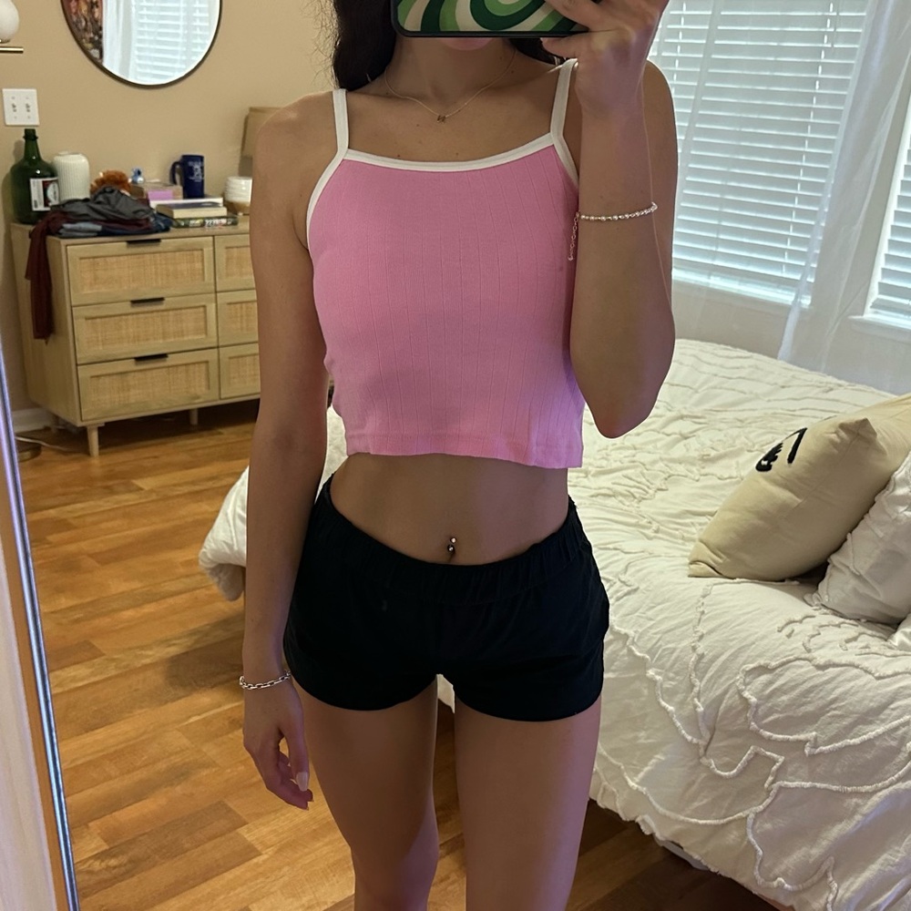 Pink and White Brandy Melville Shirt